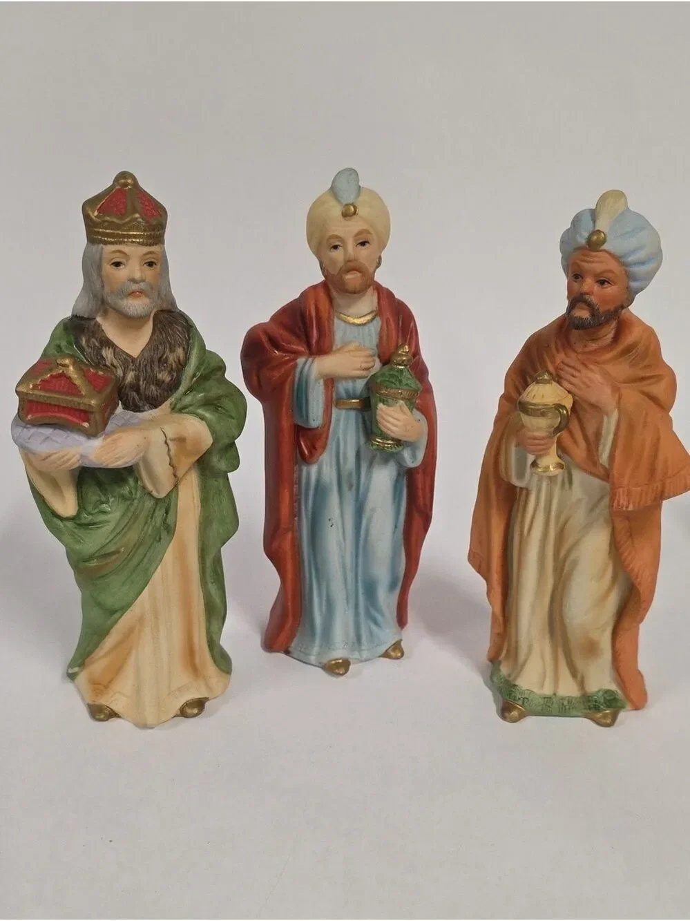 Vintage Homco 9-Piece Nativity Set #5216 - Bisque Porcelain - As Is